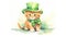 ginger kitten dons a green hat