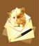 Ginger kitten with envelope.