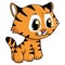 Ginger little kitten. Adorable tiger cub vector illustration. Tiger cute hand drawn