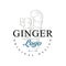 Ginger logo original design, culinary spice emblem vector Illustration on a white background