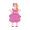 Ginger princess in pink costume, funny fairy with freckles, vector multi ethnic princesses cartoon fashion barbie girl