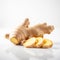 ginger root on white background