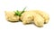 Ginger root on white background rotating camera pan