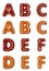 Gingerbread alphabet from A to F