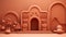 Gingerbread background 3d render style of a Christmas podium stage for product. Brown cookie color, winter baking