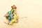 Gingerbread cake pony christmas tree star with icing decoration on brown