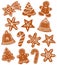 Gingerbread Christmas biscuits several forms