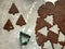 Gingerbread Christmas cookie dough rolled and cut into tree shapes