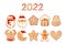 Gingerbread christmas cute cookies set.