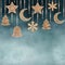 Gingerbread Christmas decorations seamless border Ornate cookies star moon bell snowflakes Christmas tree watercolor illustration