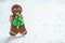 Gingerbread cookie men with tiny marzipan snowman