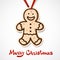 Gingerbread cookie. Paper label on ribbon.