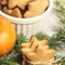 Gingerbread Cookie. Small stars. Delicious tangerine. NewYear. F