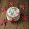 Gingerbread cookies casket with decor on 23 february holiday - Red stars cookie, little soldier with a gun, the