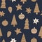 Gingerbread cookies seamless pattern for Christmas. Cozy childish xmas print.