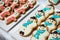 Gingerbread and cookies in the shape of a snowman and Santa Claus