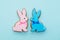 gingerbread decoration pink blue rabbit cookie