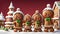 Gingerbread family. Gingerbread house scene. Christmas and New Year background. Digital AI.