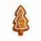 Gingerbread fir tree glazed cookie isolated on white