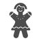 Gingerbread girl solid icon. Christmas cookie vector illustration isolated on white. Biscuit glyph style design