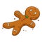 Gingerbread hand drawn. Vector illustration of a gingerbread in the form of a little man.