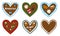 Gingerbread heart vector collection, bavarian oktoberfest gift,