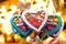 Gingerbread Hearts at German Christmas Market. Nuremberg, Munich, Fulda, Berlin, Hamburg xmas market in Germany. In