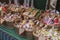 Gingerbread hearts in wicked basket at Budapest Christmas market