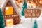 Gingerbread House, Bronze Background, Text Happy Holidays