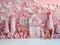 Gingerbread house with colorfull decorations, anniversary smash cake backdrop