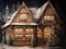 Gingerbread house with colorfull decorations, anniversary smash cake backdrop