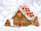 Gingerbread house with silver background