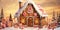 A gingerbread house surrounded by candy canes and sweets, perfect for a cheerful greeting.