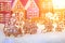 Gingerbread houses, winter composition , products made of gingerbread