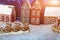 Gingerbread houses, winter composition , products made of gingerbread