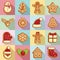 Gingerbread icons set, flat style