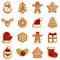 Gingerbread icons set flat vector isolated