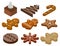 Gingerbread icons set, isometric style