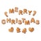 Gingerbread inscription Merry Christmas.