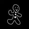 Gingerbread man Christmas icon. isolated white silhouette. cartoon chalk style