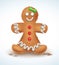 Gingerbread man decorated colored icing. Holiday cookie in shape of . Qualitative vector illustration for new year s day