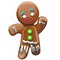 Gingerbread man decorated colored icing isolated on white background. Holiday cookie in shape of boy. Vector cartoon