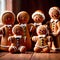 Gingerbread man family, traditional christmas holiday festive snack and decoration