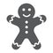 Gingerbread man glyph icon, christmas and sweet, cookie sign, vector graphics, a solid pattern on a white background.