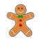 Gingerbread man Holiday cookie in shape of man, decorated colored icing , vector illustration for new year`s day, christmas,