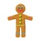 Gingerbread man isolated on white background. Holiday cookie in shape of stylized human.