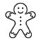 Gingerbread man line icon, christmas and sweet, cookie sign, vector graphics, a linear pattern on a white background.