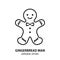 Gingerbread man line vector icon. Symbol of Christmas. Editable stroke