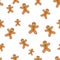 Gingerbread man seamless pattern. Christmas cookies repeated wallpaper. Ornamental wrapping paper tile. Illustration of cartoon