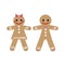 Gingerbread man and woman in Christmas theme.